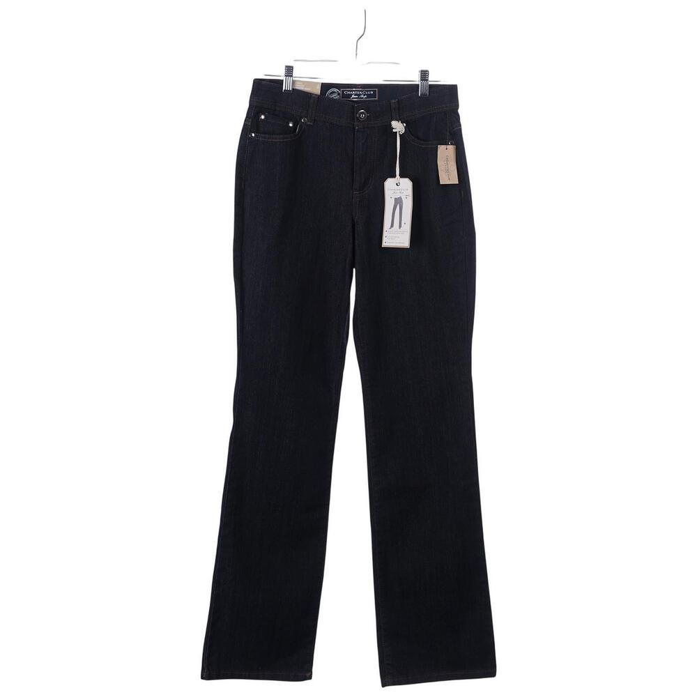 NWT Charter Club Jeans Size 4 Blue Dark Wash Straight Leg Cotton Comfort Waist
